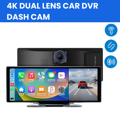 My Car Tablet 4K Dual Lens Car DVR Dash Cam with Wireless CarPlay