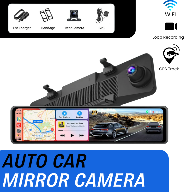 My Car Tablet 12” 4K Car Mirror Dash Cam with Wireless CarPlay New