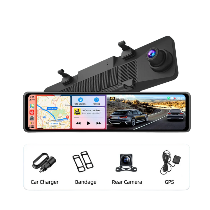 My Car Tablet 12” 4K Car Mirror Dash Cam with Wireless CarPlay New