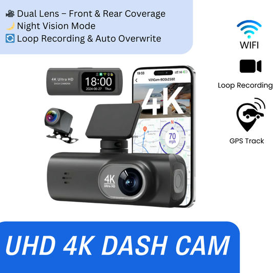 My Car Tablet UHD 4K Dual Lens Dash Cam with WiFi, GPS & 24H Parking Mode